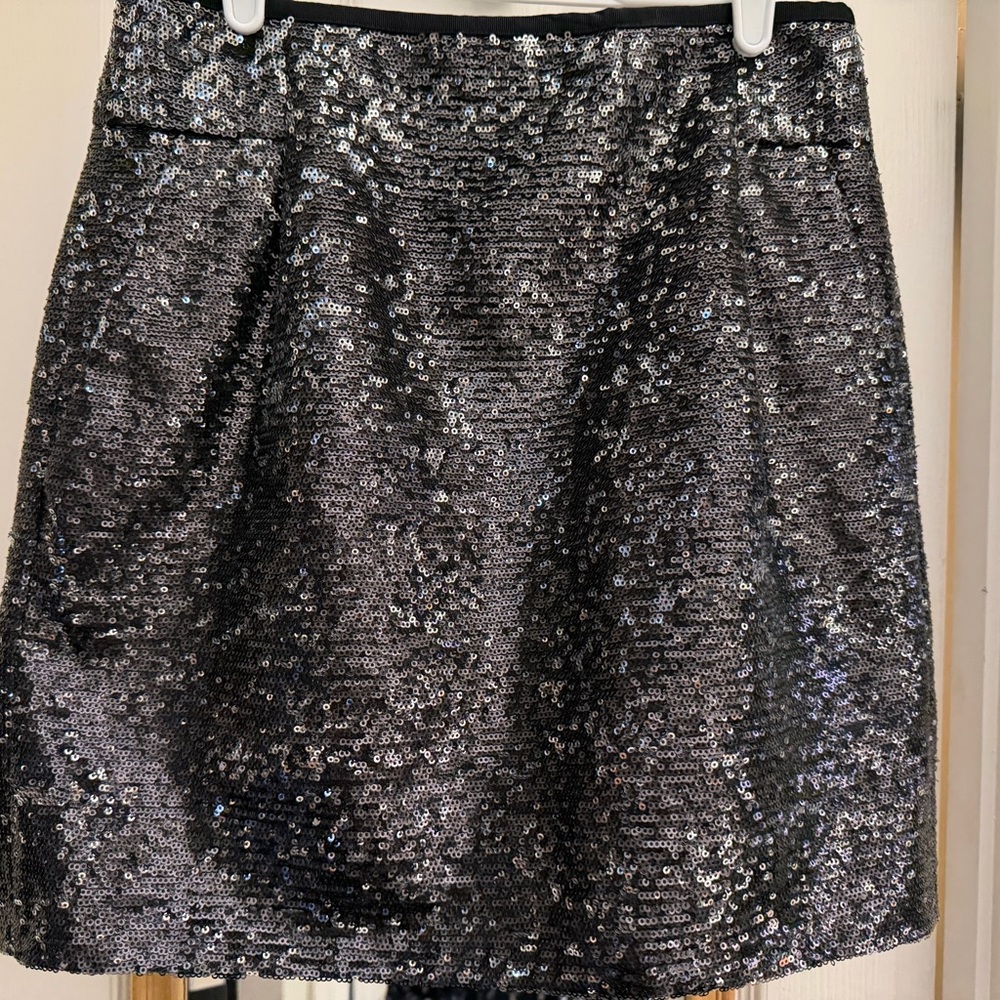 J. Crew Black and Silver Sequin Mini Skirt @//